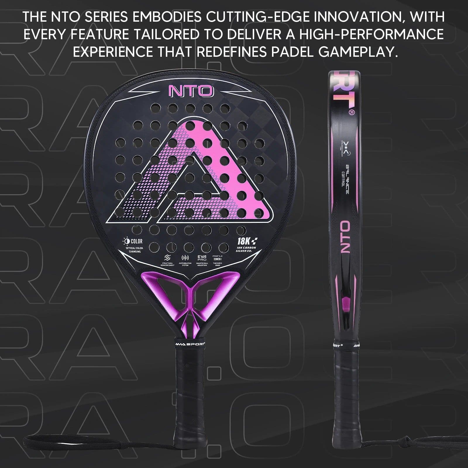 image-AMA Sport NTO Padel Racket 18K Carbon Fiber Diamond