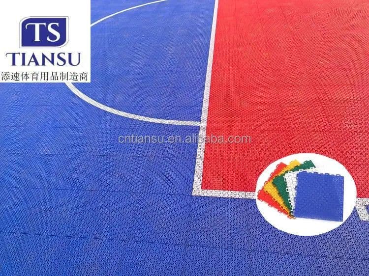 image-TIANSU PP Interlocking Basketball Court Tiles 15mm