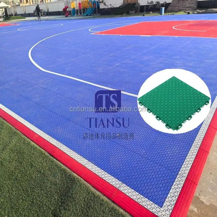 image-TIANSU PP Interlocking Basketball Court Tiles 15mm