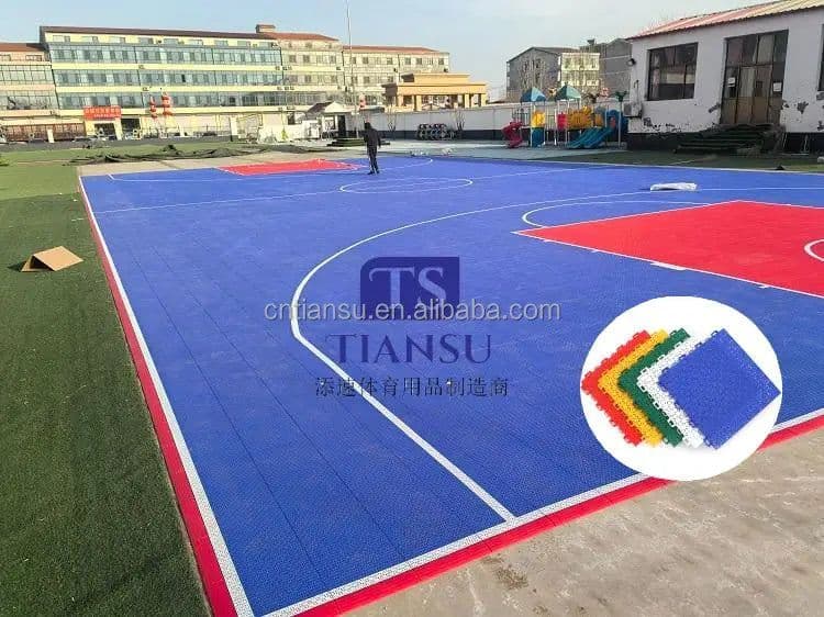 image-TIANSU PP Interlocking Basketball Court Tiles 15mm