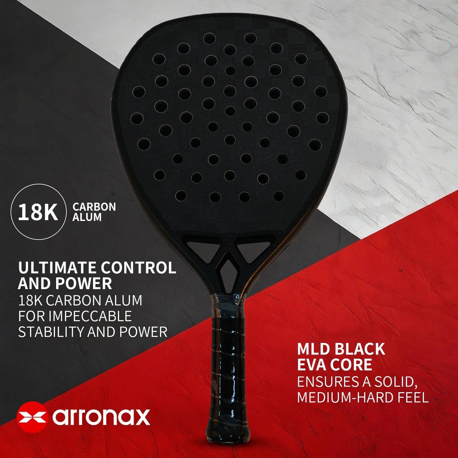 image-Arronax Professional 18K Carbon Padel Racket with EVA Core