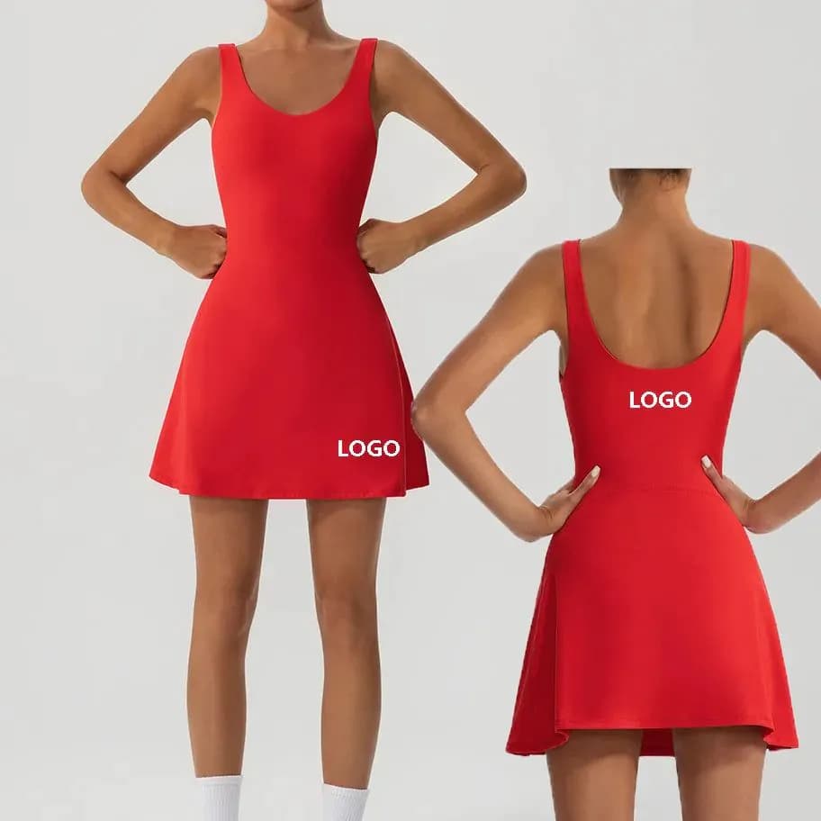image-Women's V-Neck Tennis Dress YW1020L-YWQN Built-In Shorts