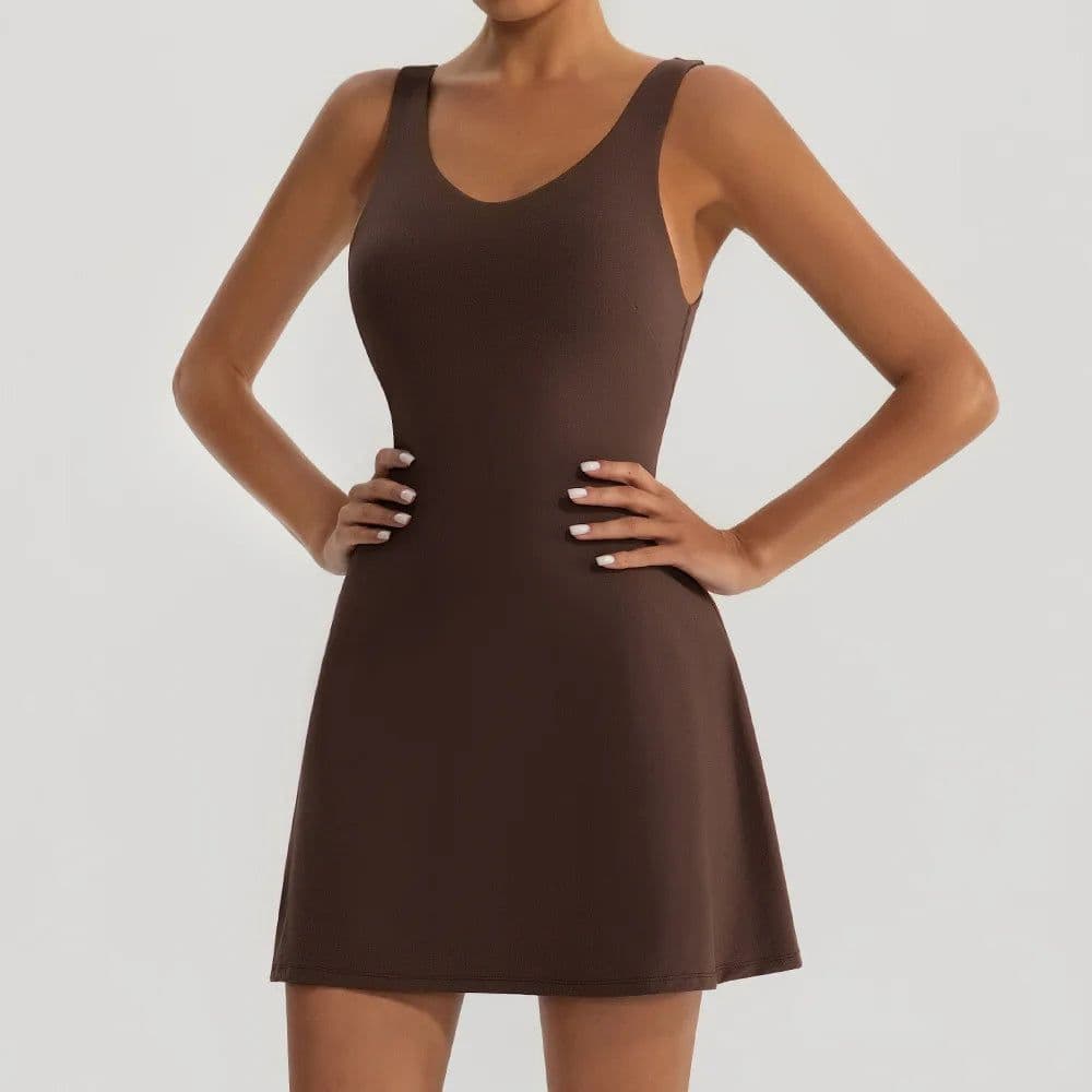 image-Women's V-Neck Tennis Dress YW1020L-YWQN Built-In Shorts