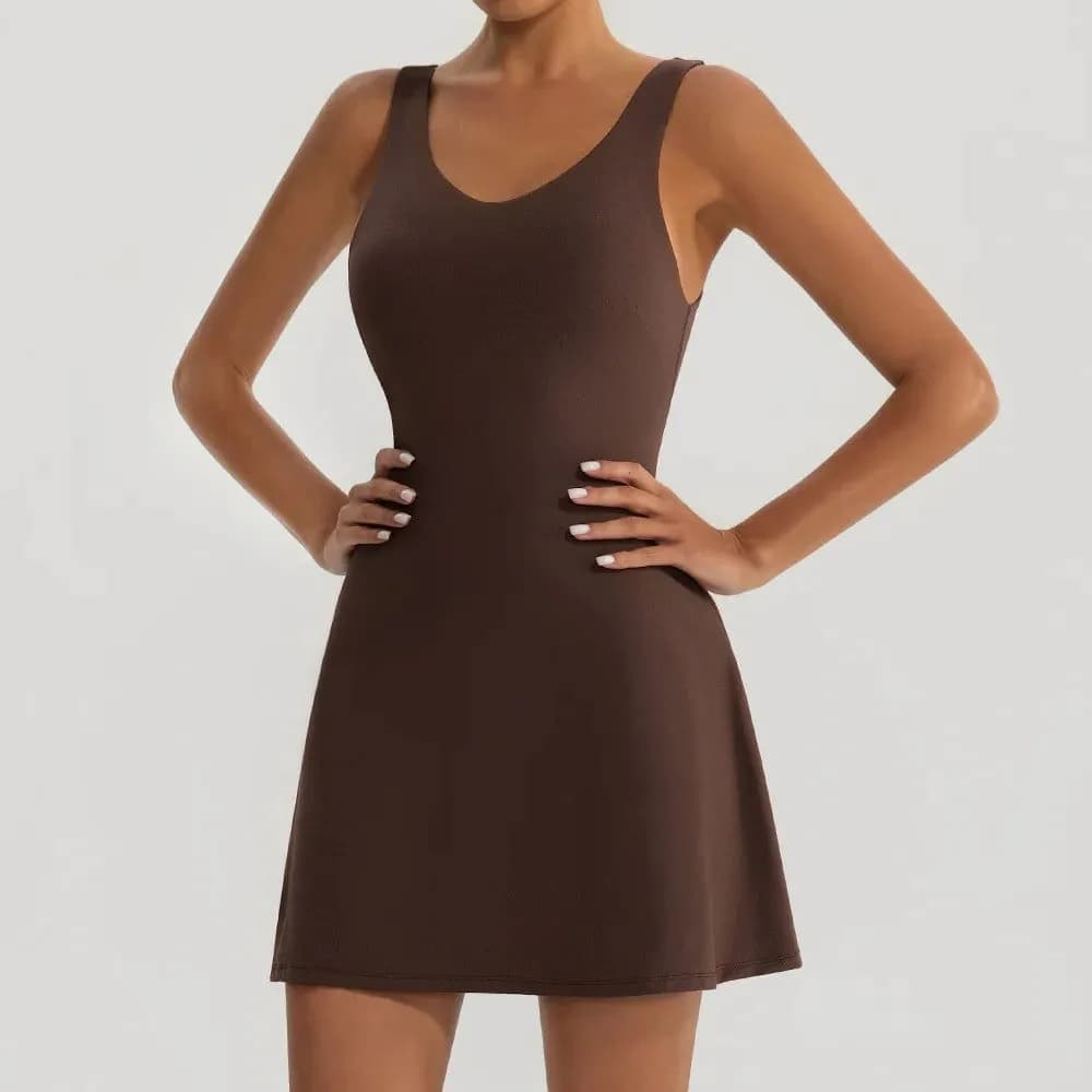 image-Women's V-Neck Tennis Dress YW1020L-YWQN Built-In Shorts