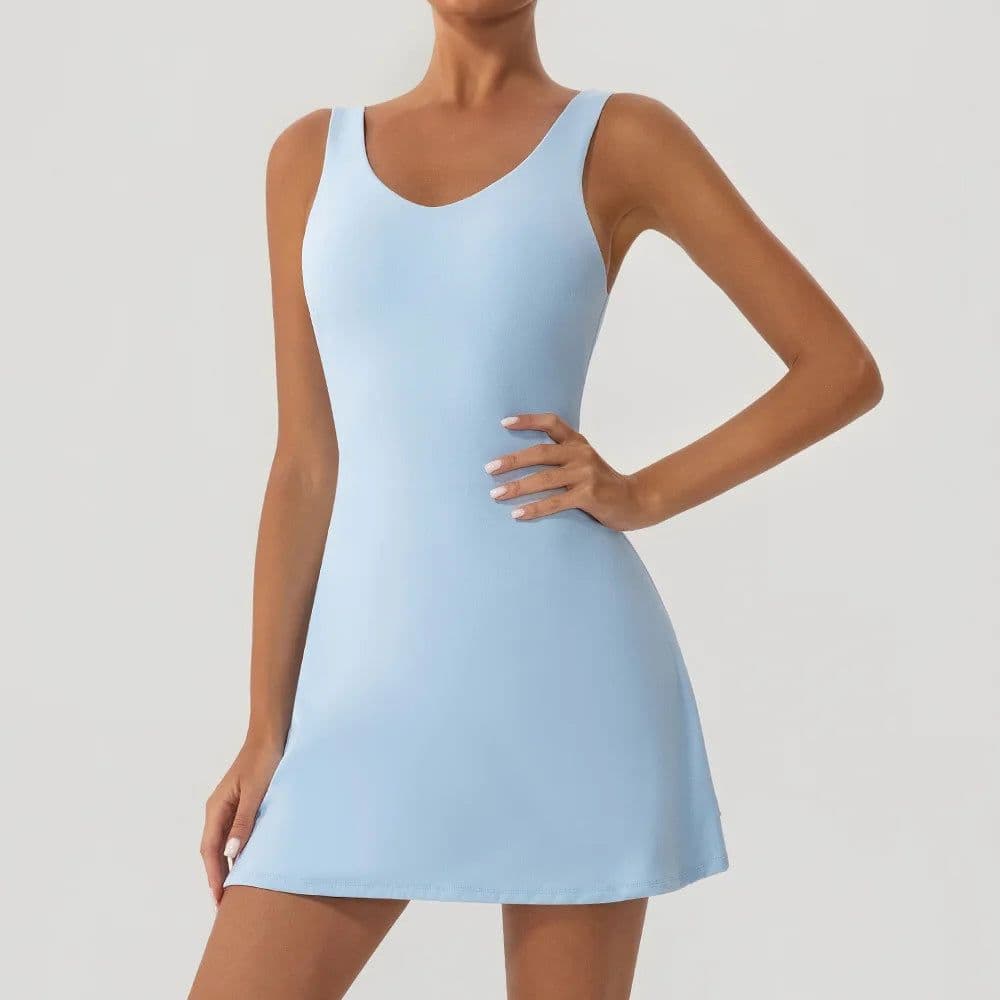image-Women's V-Neck Tennis Dress YW1020L-YWQN Built-In Shorts