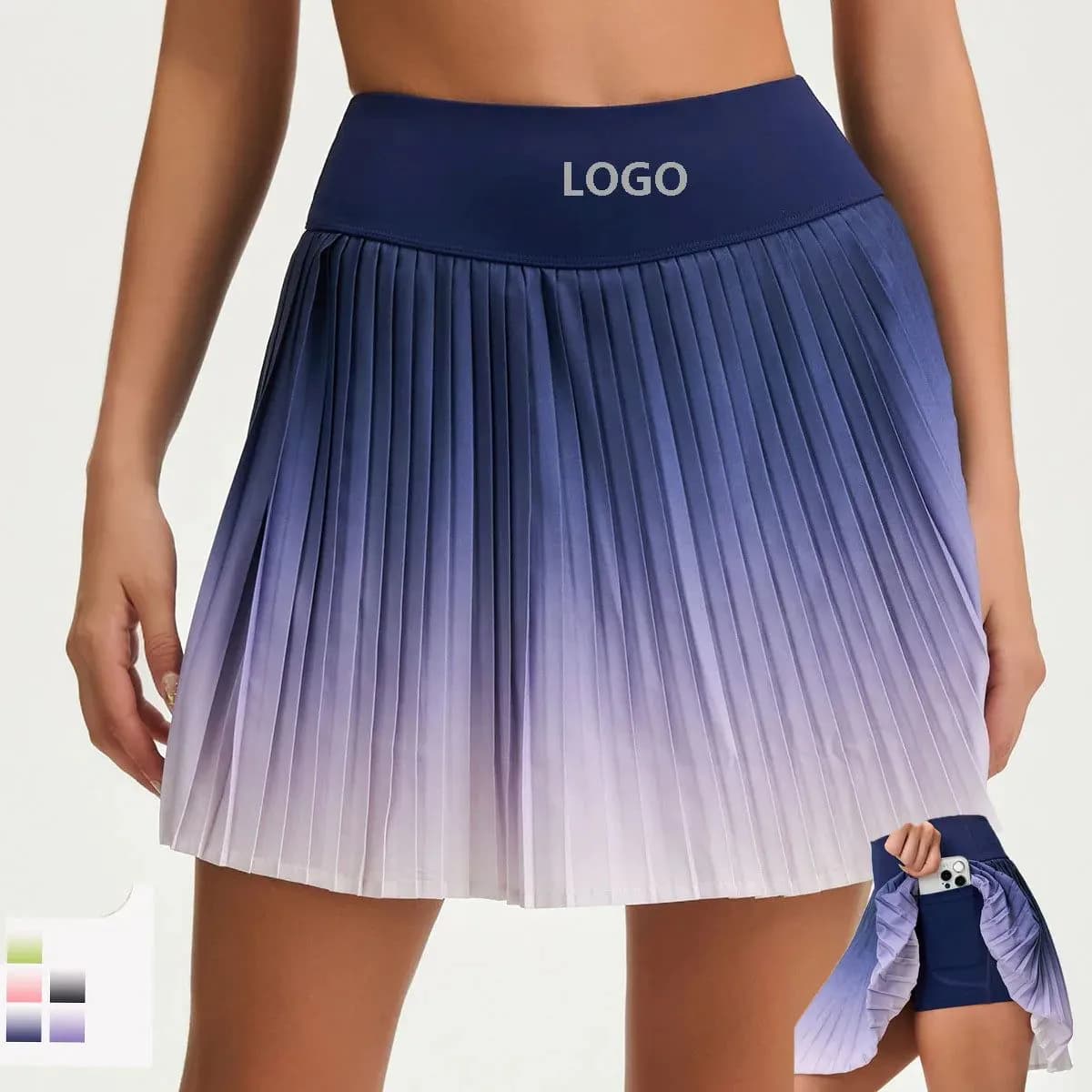 image-Women's Quick Dry Tennis Skirt with Built-in Shorts DQ026-KY