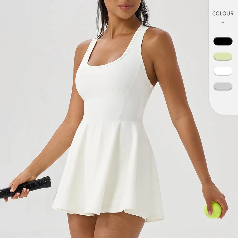 image-Women's Athletic Tennis Dress Skirt with Pockets