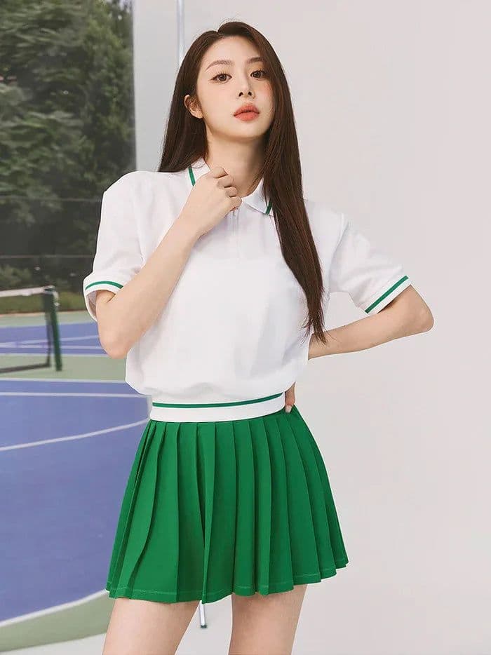 image-Women's Polo Shirt Skirt Set Custom Logo LN31+LN32-BS