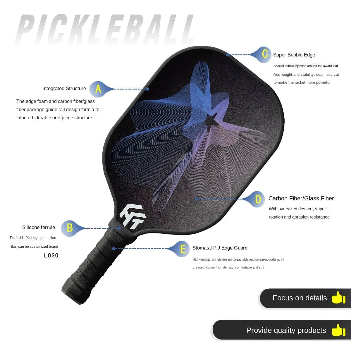 image-XY T300 Honeycomb Padel Paddle 14mm USAPA Certified