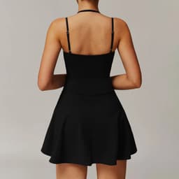 image-Women's Tennis Dress V-Neck Sleeveless Quick Dry DLT9172
