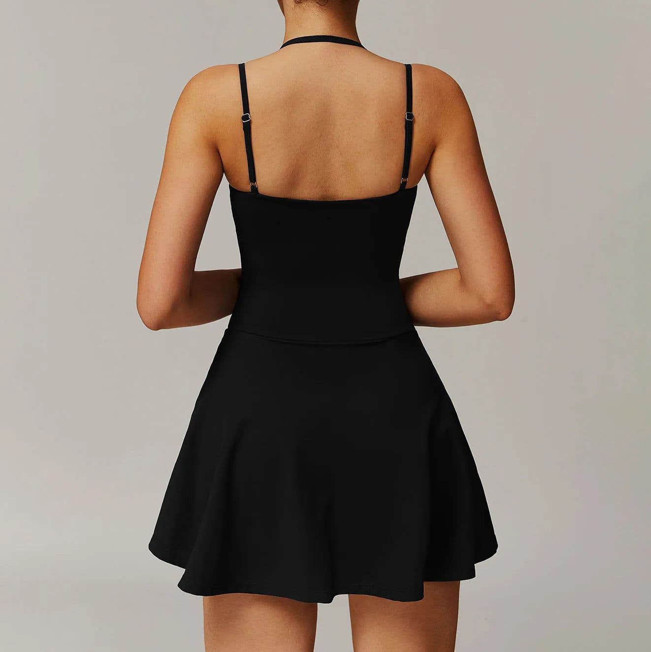 image-Women's Tennis Dress V-Neck Sleeveless Quick Dry DLT9172