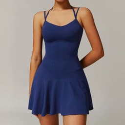 image-Women's Tennis Dress V-Neck Sleeveless Quick Dry DLT9172