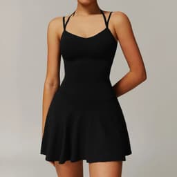 image-Women's Tennis Dress V-Neck Sleeveless Quick Dry DLT9172