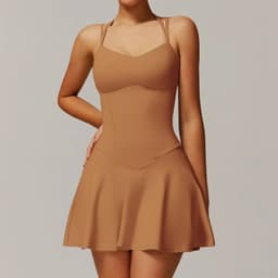 image-Women's Tennis Dress V-Neck Sleeveless Quick Dry DLT9172