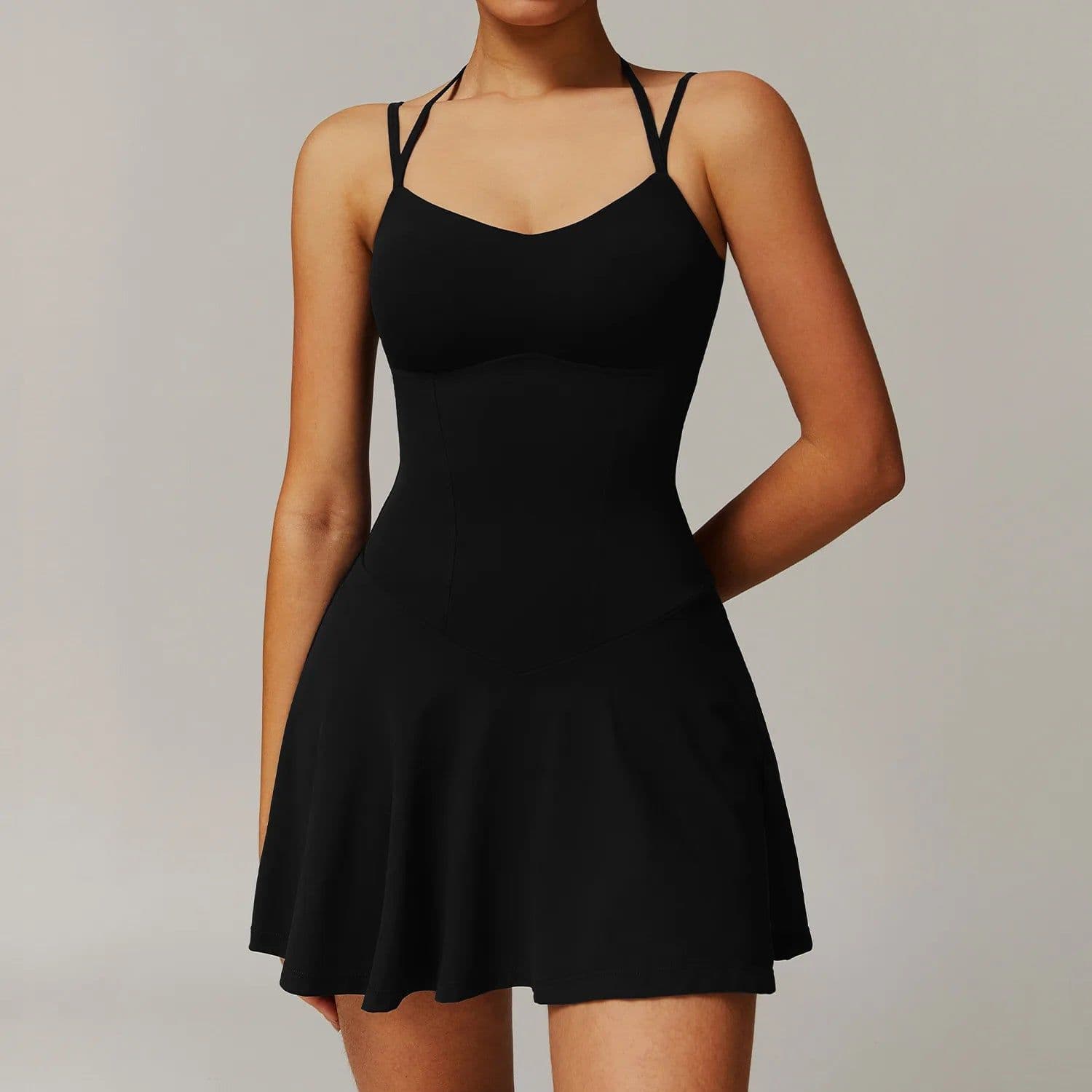 image-Women's Tennis Dress V-Neck Sleeveless Quick Dry DLT9172