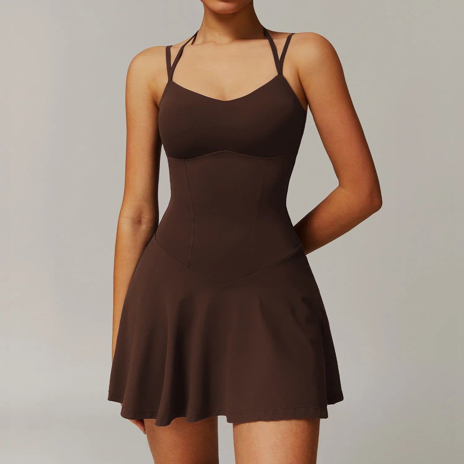 image-Women's Tennis Dress V-Neck Sleeveless Quick Dry DLT9172