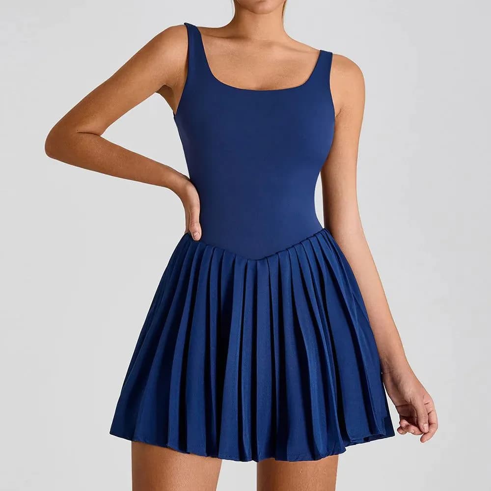 image-Women's Backless Tennis Dress with Pockets YW1016L-YWQ