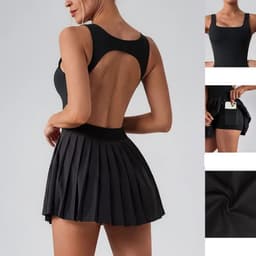 image-Women's Backless Tennis Dress with Pockets YW1016L-YWQ