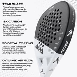 image-AMASPORT Nitro P43 12K Carbon Fiber Padel Racket