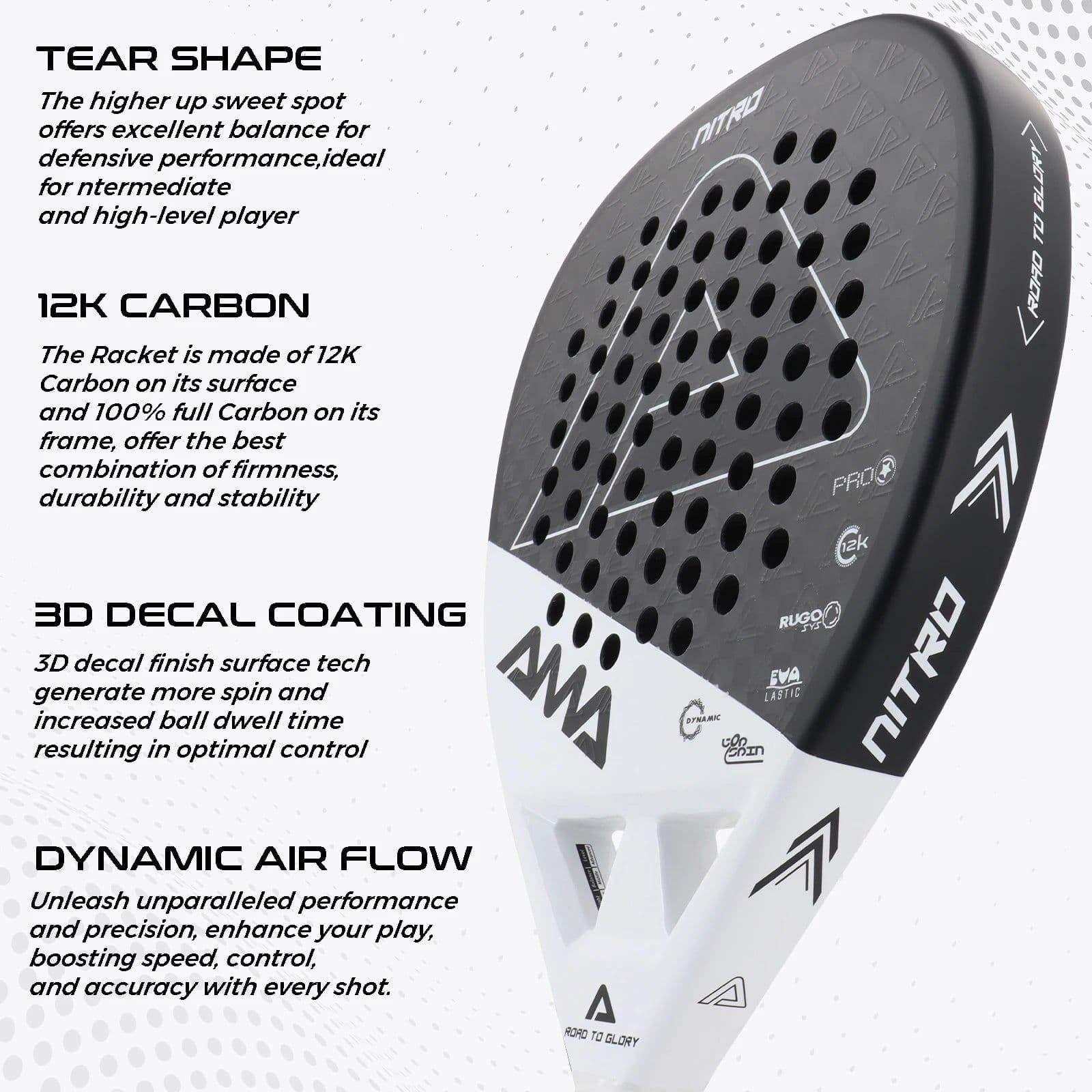 image-AMASPORT Nitro P43 12K Carbon Fiber Padel Racket