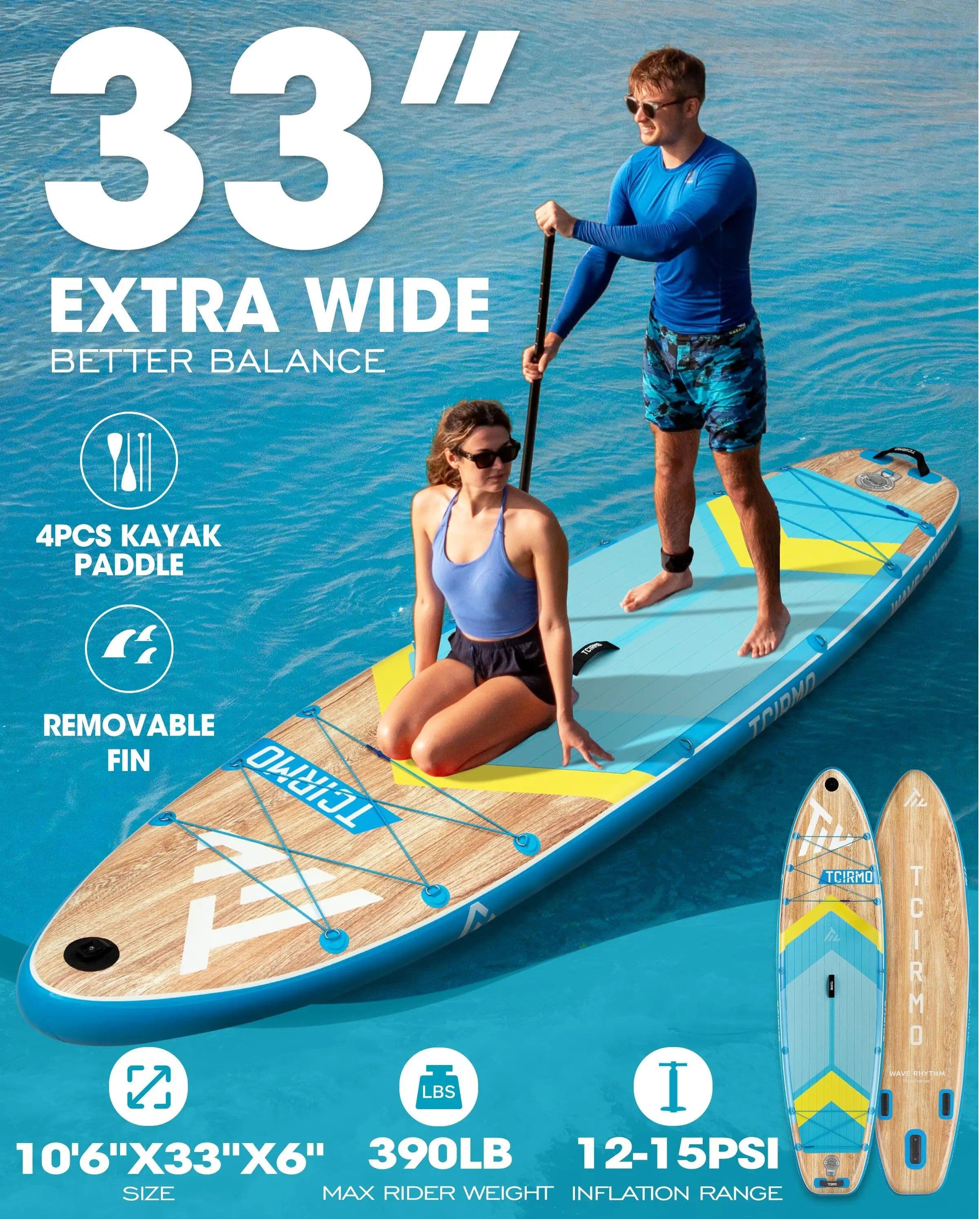 image-P.F. Inflatable SUP Board 10'6" x 33" Wood Grain