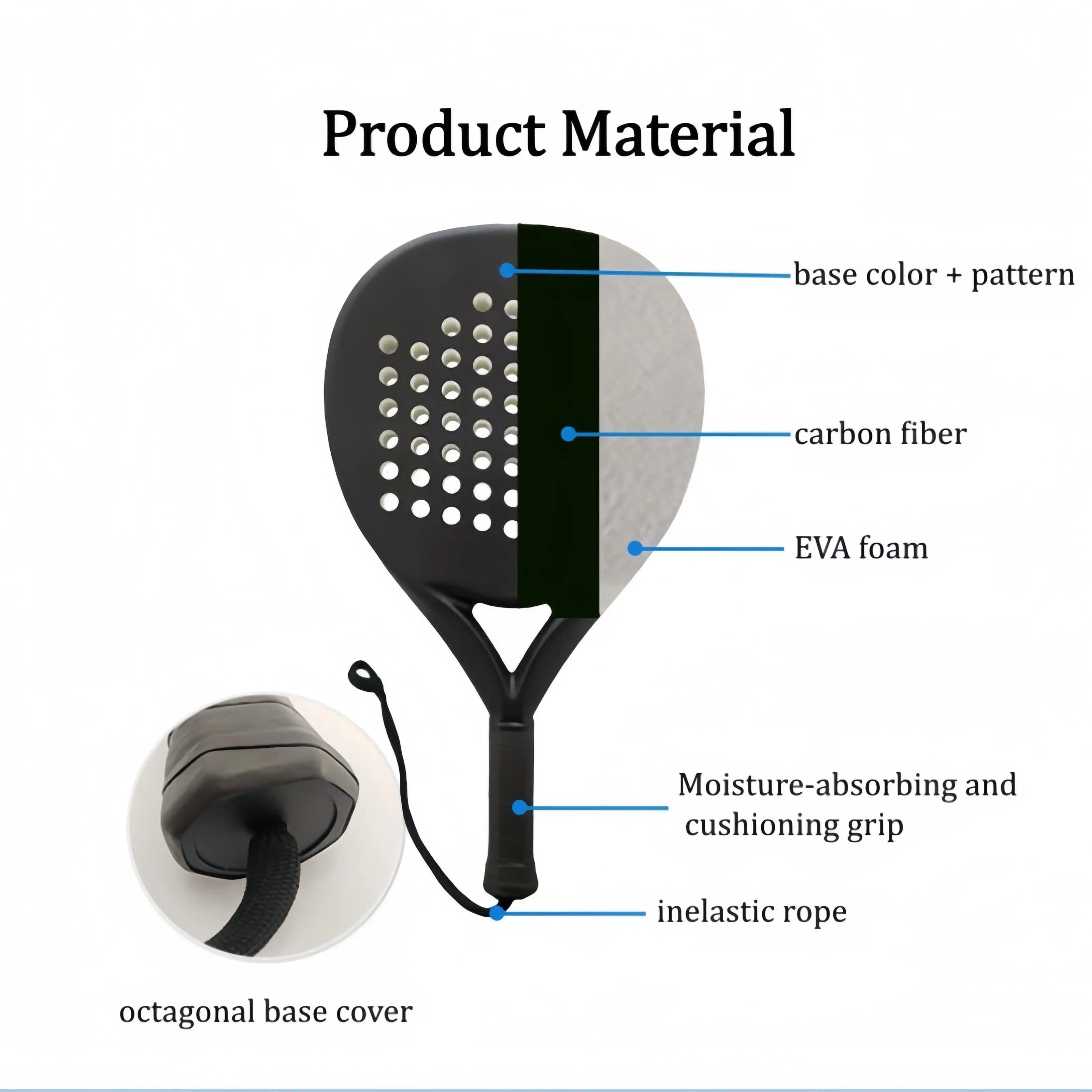 image-Weifengda Carbon Fiber 36mm Diamond Padel Paddle
