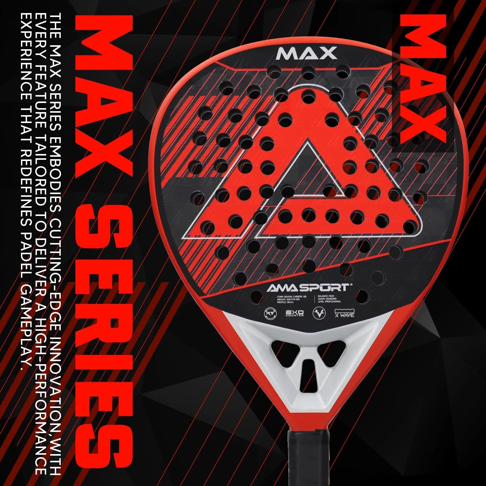 image-AMA SPORT P101 18K Carbon Fiber Padel Racket