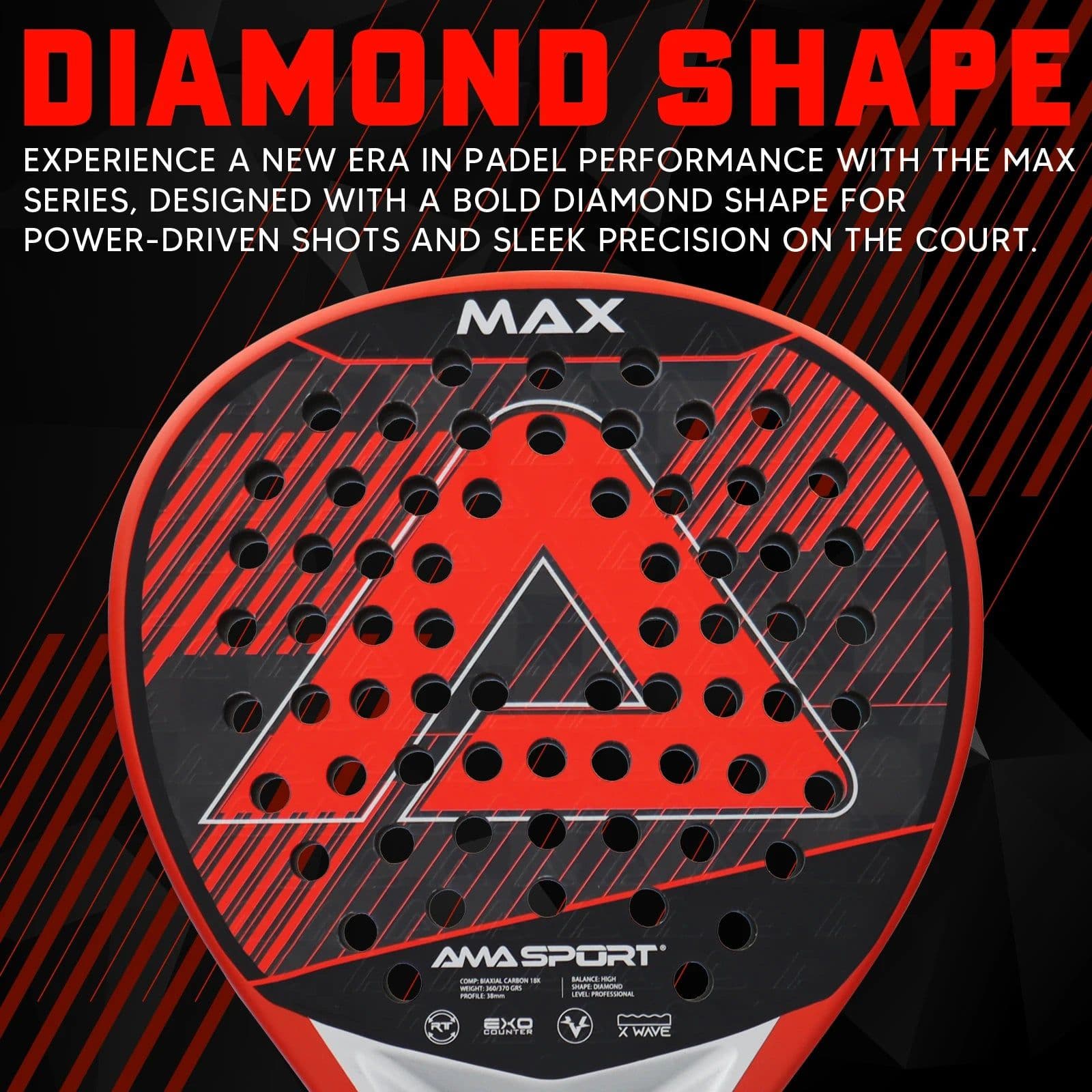 image-AMA SPORT P101 18K Carbon Fiber Padel Racket