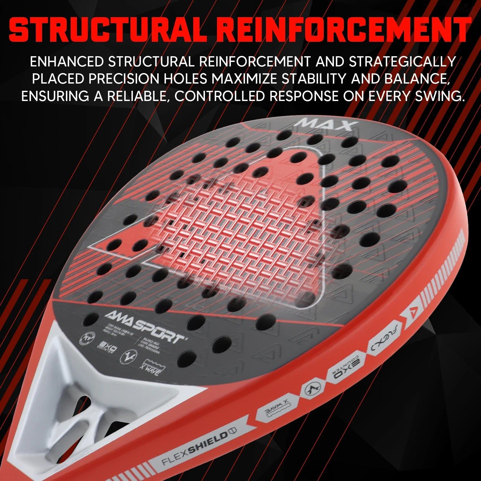 image-AMA SPORT P101 18K Carbon Fiber Padel Racket