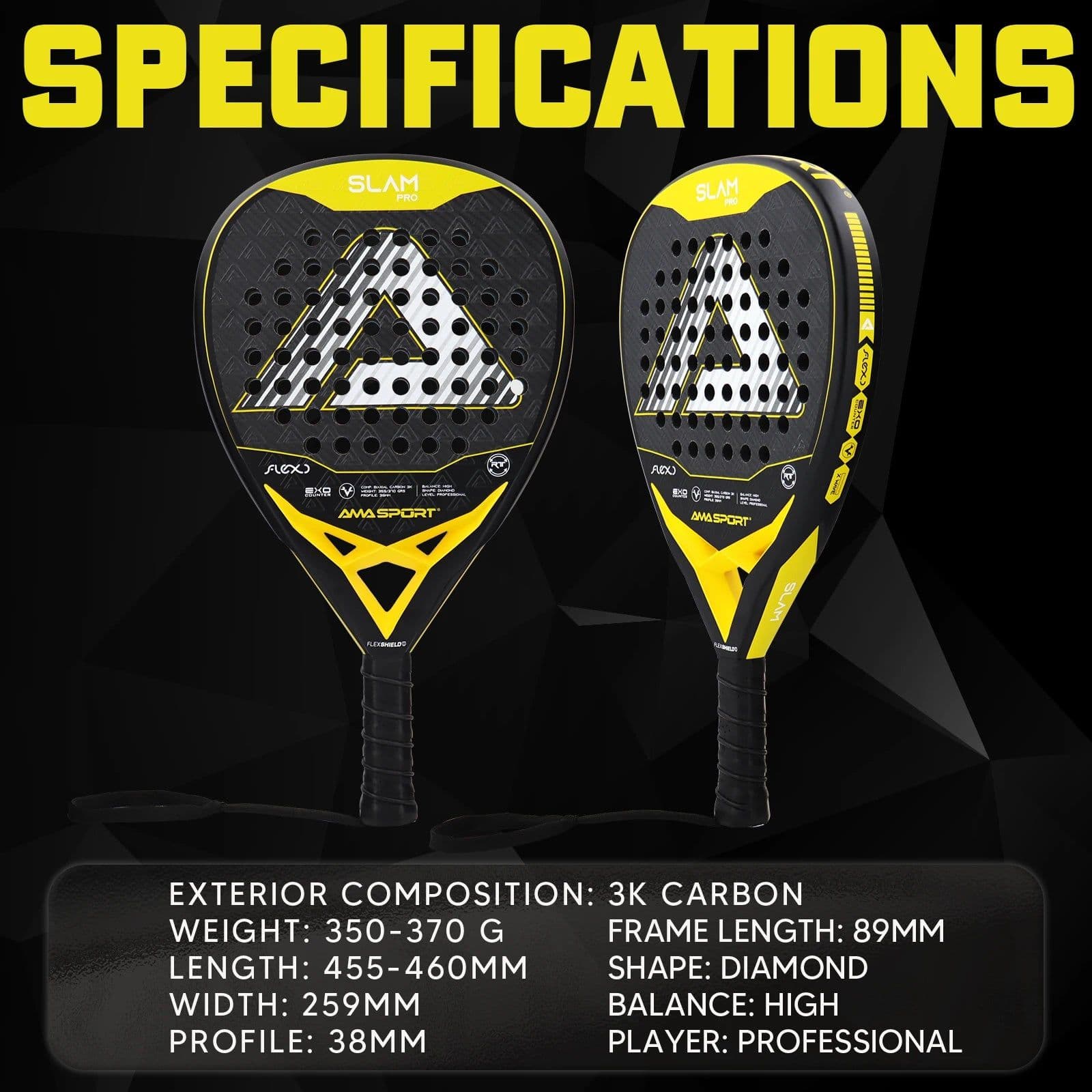 image-AMA SPORT P99 3K Carbon Fiber Padel Racket