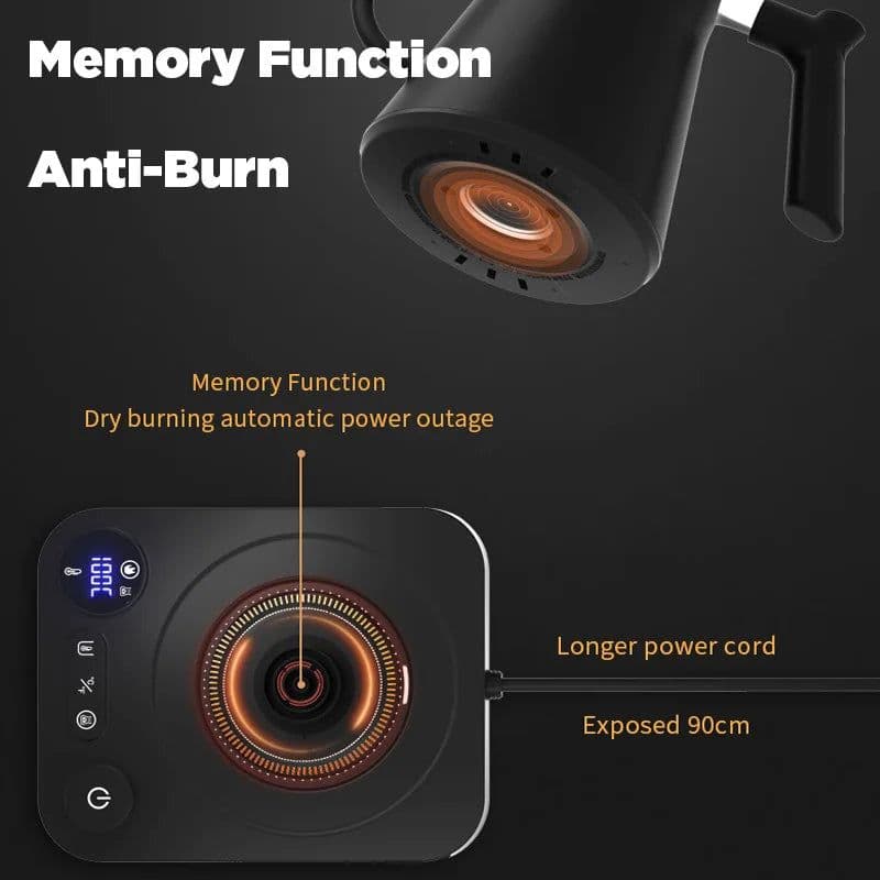 image-Stainless Steel Smart Temperature Control Electric Kettle 1200W