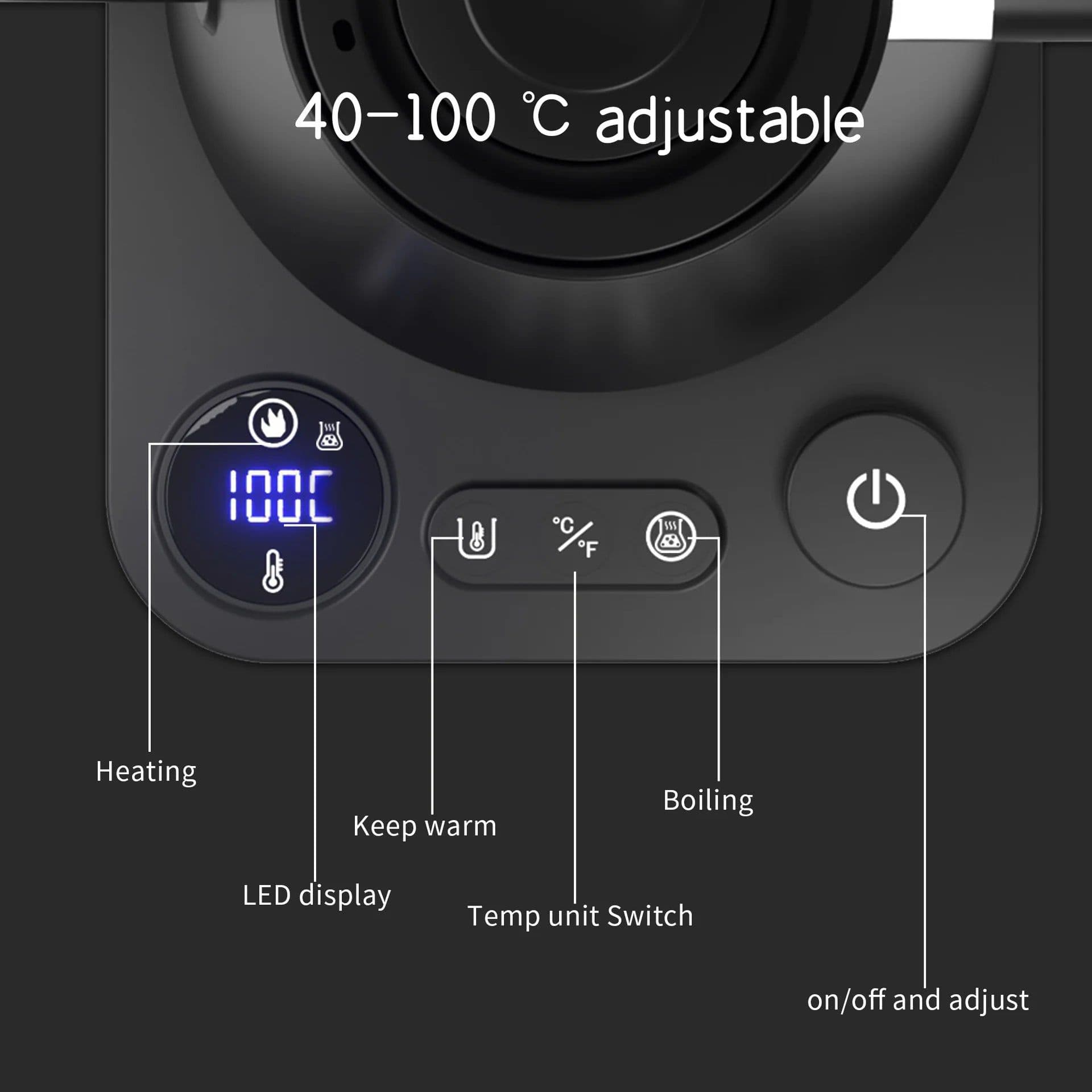 image-Stainless Steel Smart Temperature Control Electric Kettle 1200W