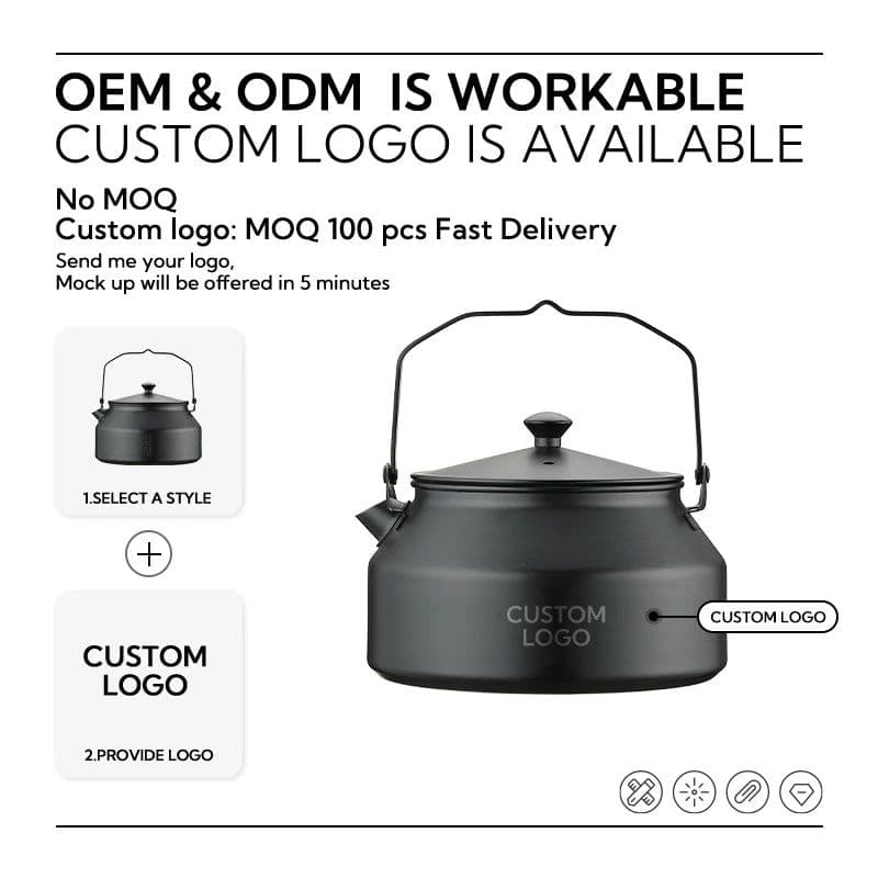 image-Campingmoon Stainless Steel Camping Kettle 1L