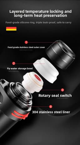 image-4L Stainless Steel Vacuum Thermos Flask, 48H Heat Retention