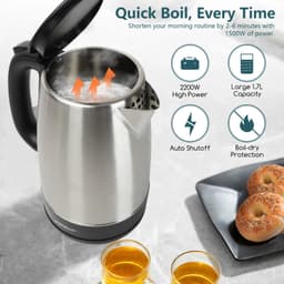 image-Aigostar Stainless Steel Portable Kettle 1.7L 2200W