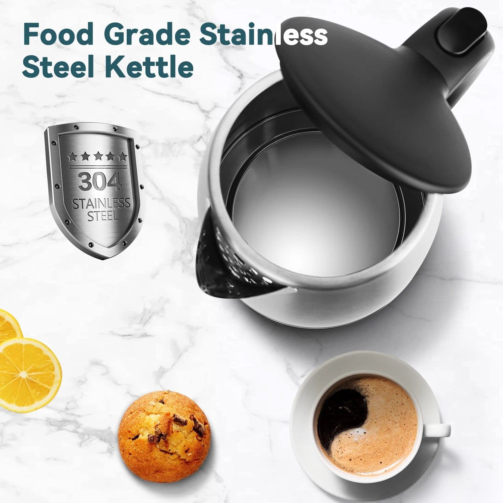 image-Aigostar Stainless Steel Portable Kettle 1.7L 2200W