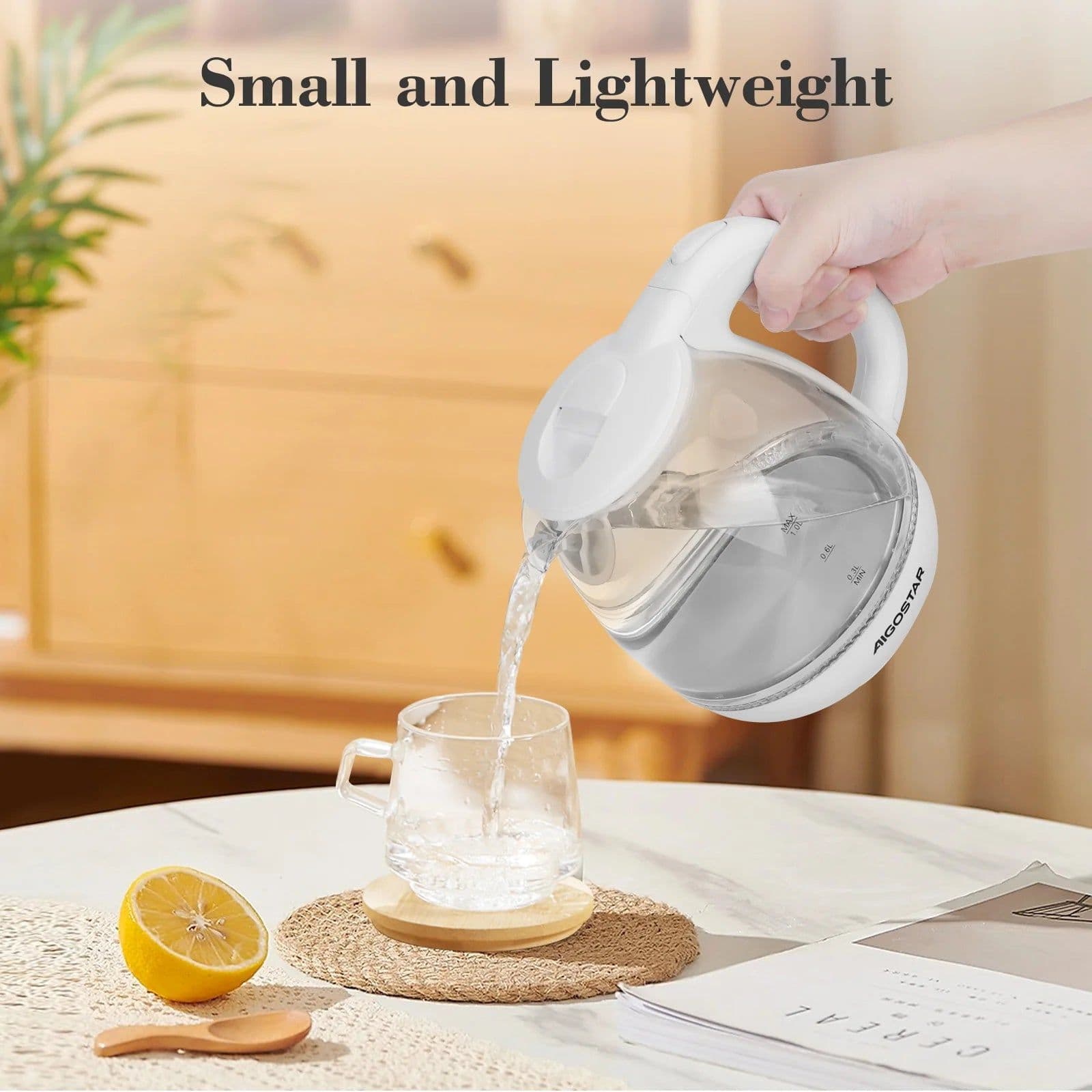 image-Aigostar Cordless Kettle Stainless Steel 1L 2200W