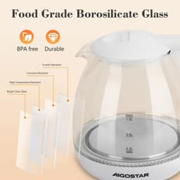 image-Aigostar Cordless Kettle Stainless Steel 1L 2200W
