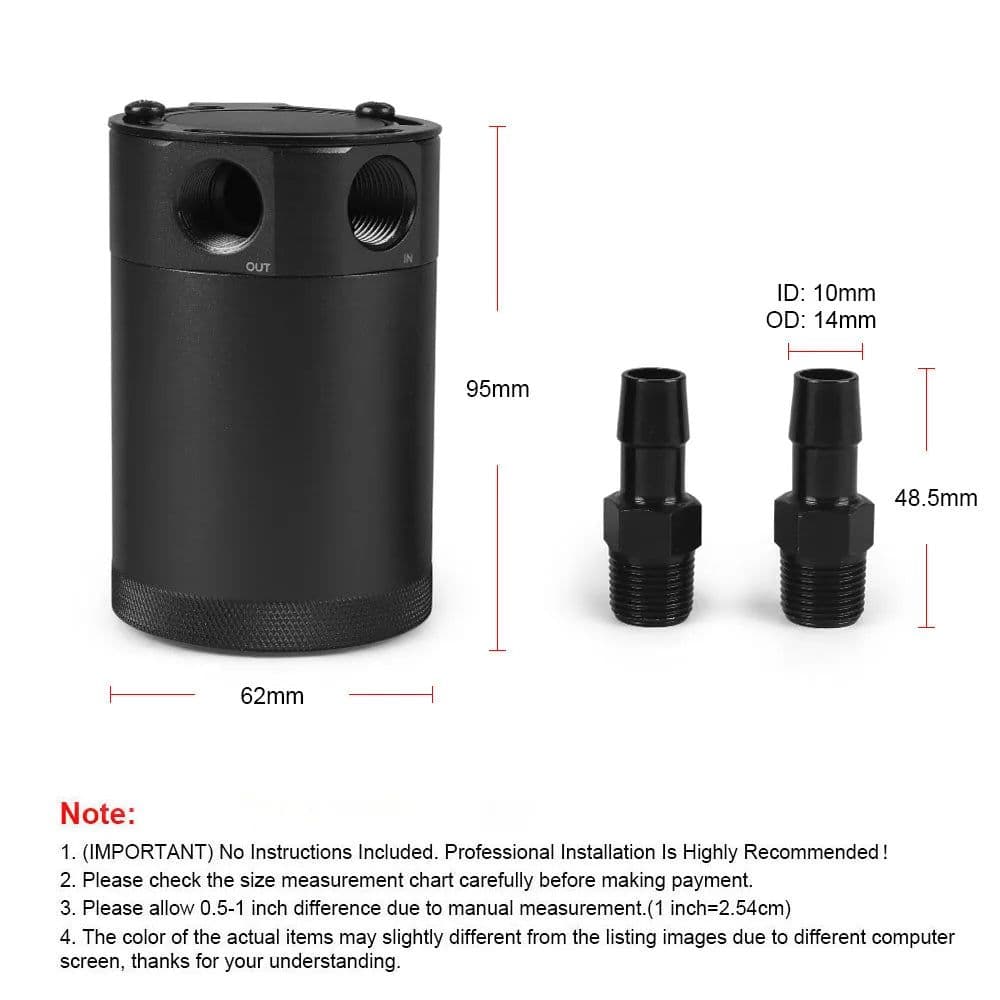 image-Universal Oil Catch Can 500ml Aluminum Baffled 2-Port