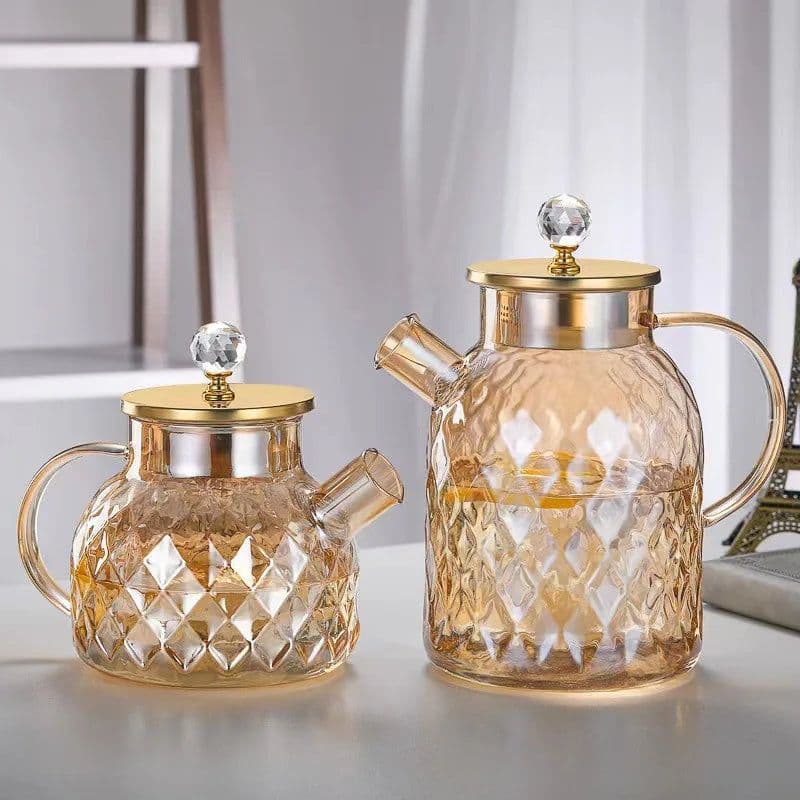 image-Hxglass Amber Borosilicate Glass Water Pitcher