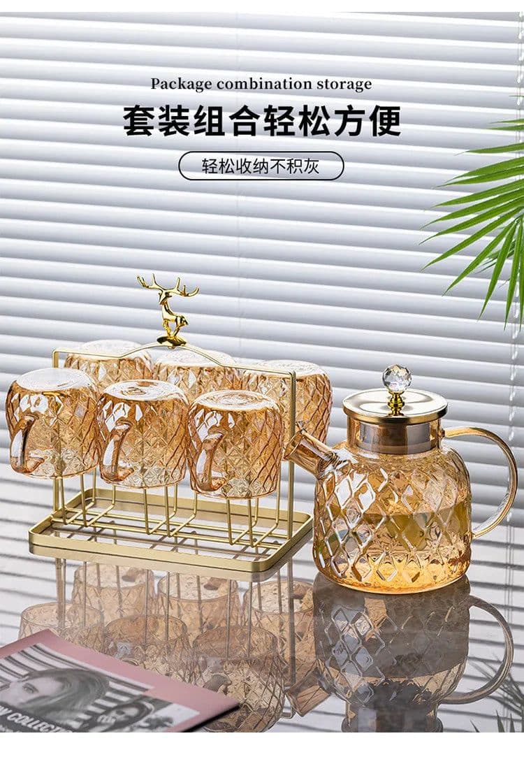 image-Hxglass Amber Borosilicate Glass Water Pitcher