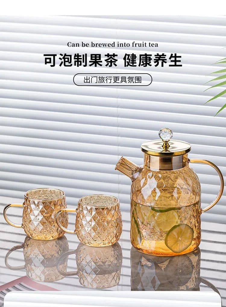 image-Hxglass Amber Borosilicate Glass Water Pitcher