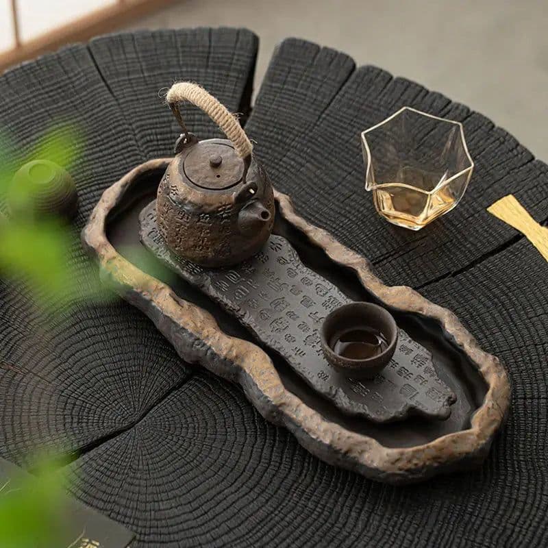 image-MINGSHUO Retro Stoneware Tea Set with Kettle