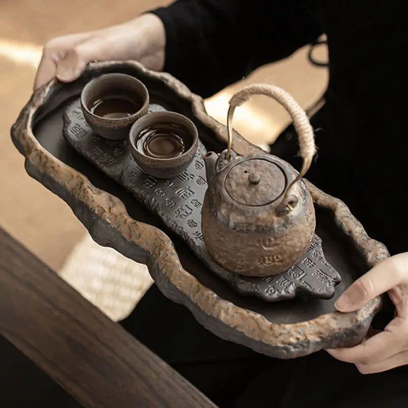 image-MINGSHUO Retro Stoneware Tea Set with Kettle