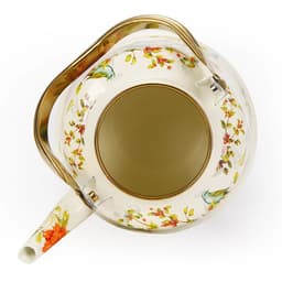 image-Metal Tea Kettle with Gold Handle, Enamel Finished