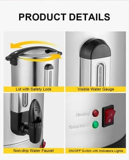 image-Hejiang 12L Stainless Steel Electric Water Urn