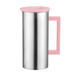 image-Metal Cold Water Kettle with Glass Handle, Minimalist Design