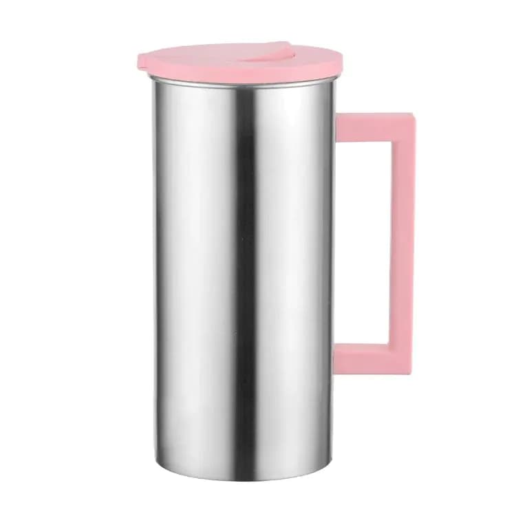 image-Metal Cold Water Kettle with Glass Handle, Minimalist Design