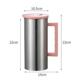 image-Metal Cold Water Kettle with Glass Handle, Minimalist Design