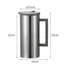 image-Metal Cold Water Kettle with Glass Handle, Minimalist Design